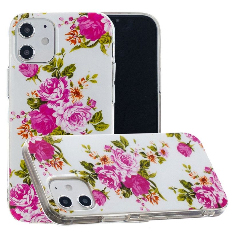 Coque iPhone 12 Mini Fleurs Liberty Fluorescente