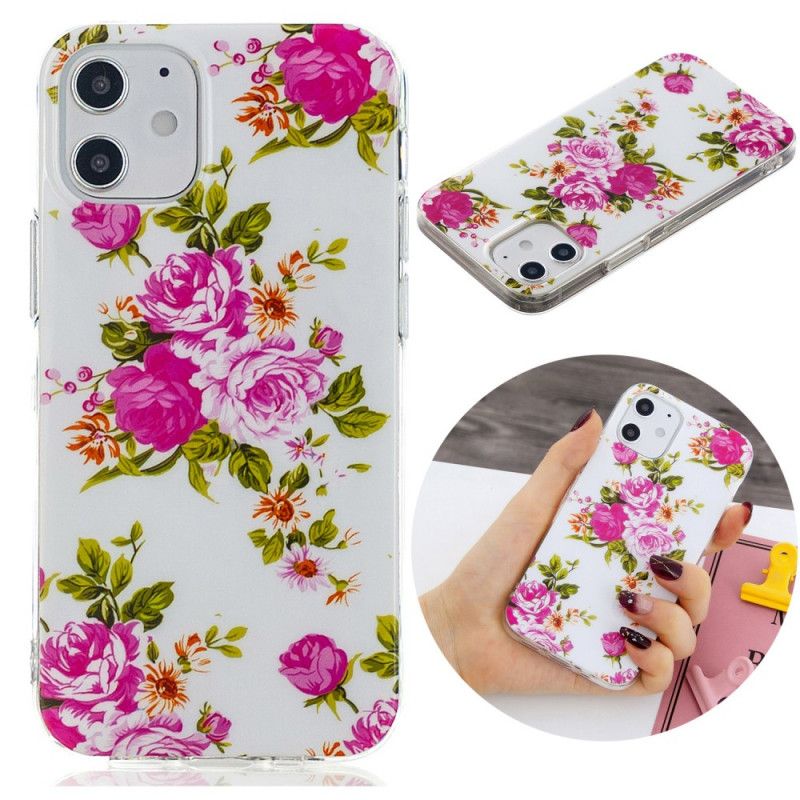 Coque iPhone 12 Mini Fleurs Liberty Fluorescente