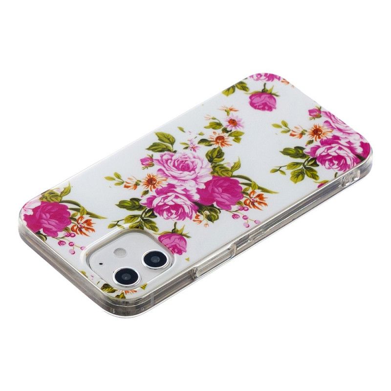 Coque iPhone 12 Mini Fleurs Liberty Fluorescente