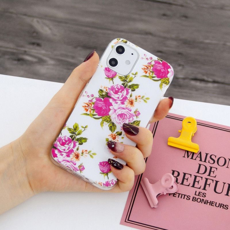 Coque iPhone 12 Mini Fleurs Liberty Fluorescente