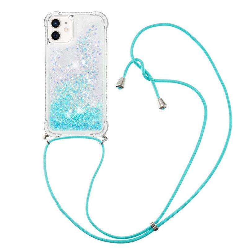 Coque iPhone 12 Mini Paillettes Et Cordon