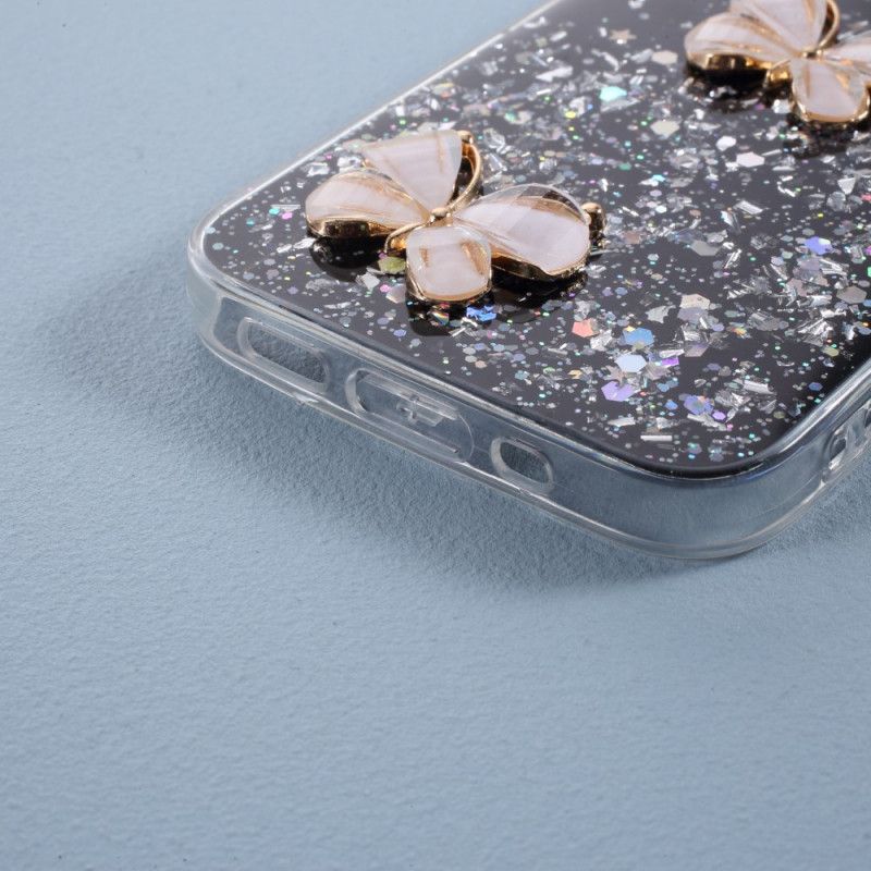 Coque iPhone 12 Mini Paillettes Papillons 3d