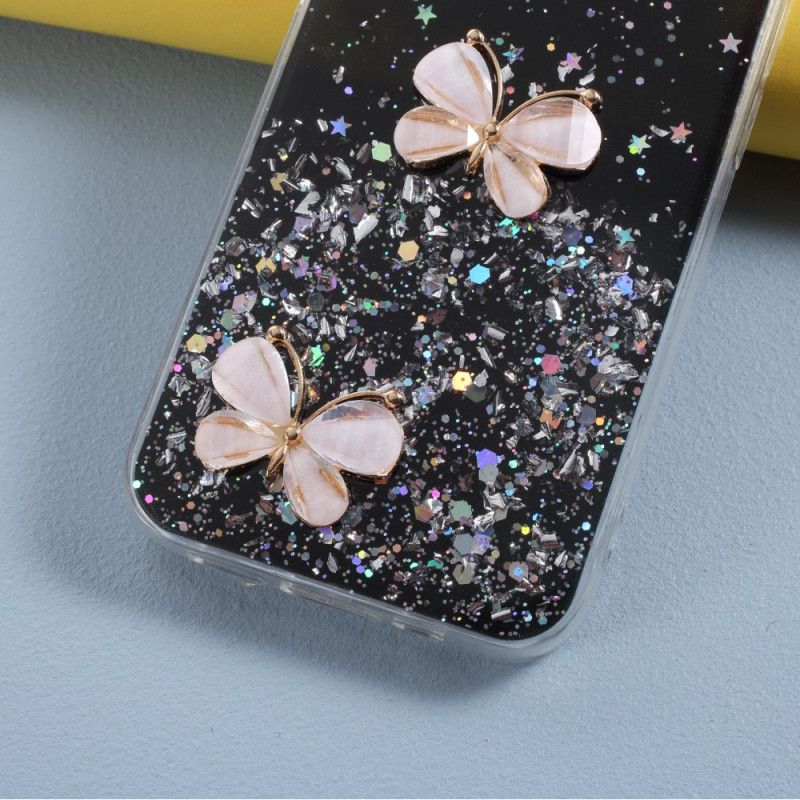 Coque iPhone 12 Mini Paillettes Papillons 3d