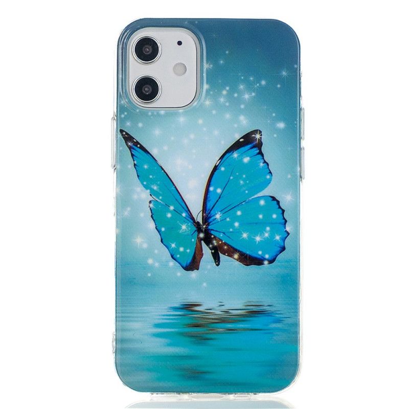 Coque iPhone 12 Mini Papillon Bleu Fluorescente
