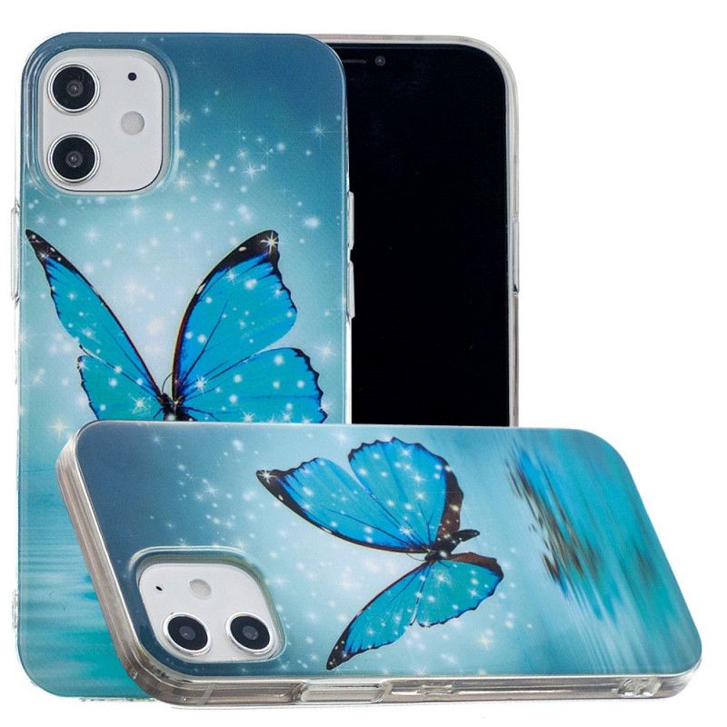 Coque iPhone 12 Mini Papillon Bleu Fluorescente