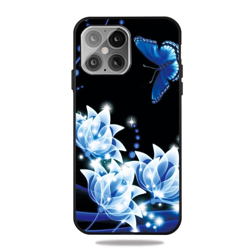 Coque iPhone 12 Mini Papillon Et Nénuphars Bleus