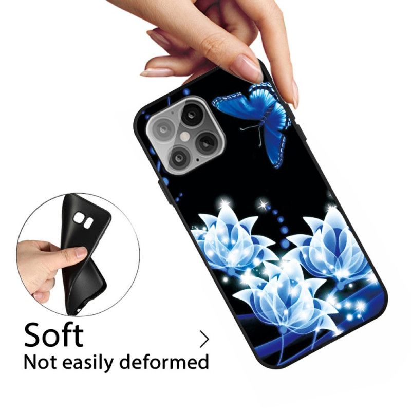 Coque iPhone 12 Mini Papillon Et Nénuphars Bleus