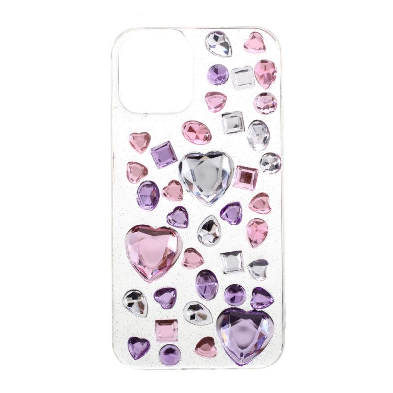 Coque iPhone 12 Mini Silicone Transparent Et Pierres Précieuses