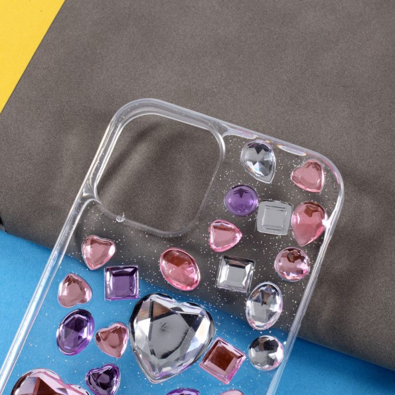 Coque iPhone 12 Mini Silicone Transparent Et Pierres Précieuses