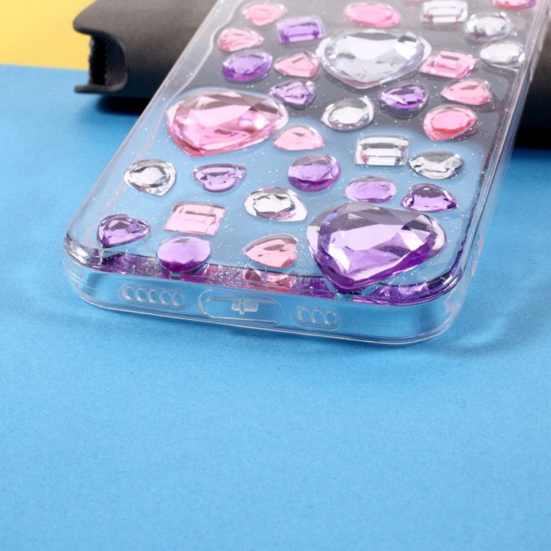 Coque iPhone 12 Mini Silicone Transparent Et Pierres Précieuses