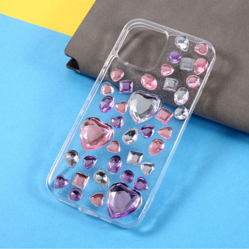 Coque iPhone 12 Mini Silicone Transparent Et Pierres Précieuses