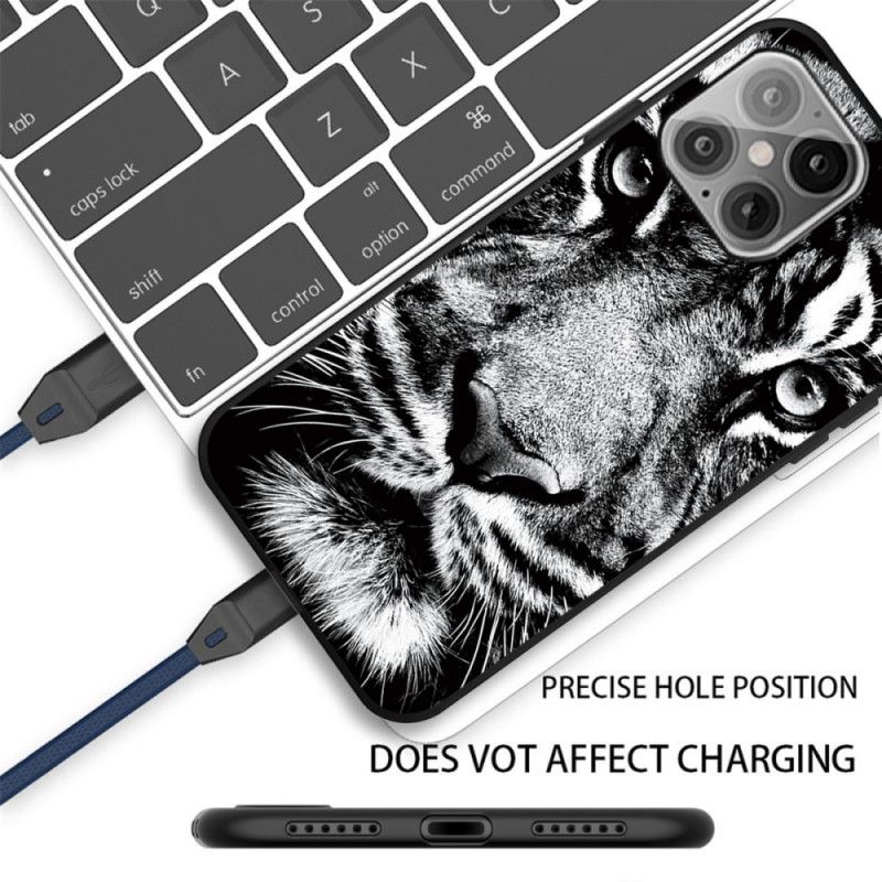 Coque iPhone 12 Mini Tigre Noir Et Blanc