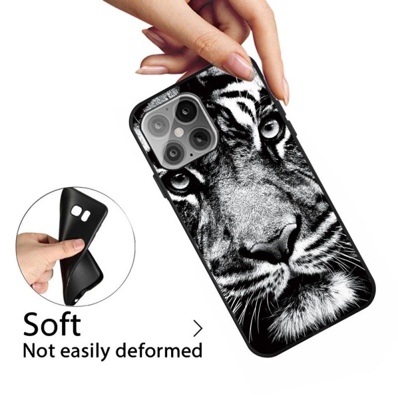 Coque iPhone 12 Mini Tigre Noir Et Blanc