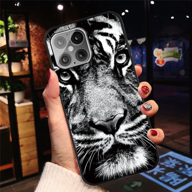 Coque iPhone 12 Mini Tigre Noir Et Blanc