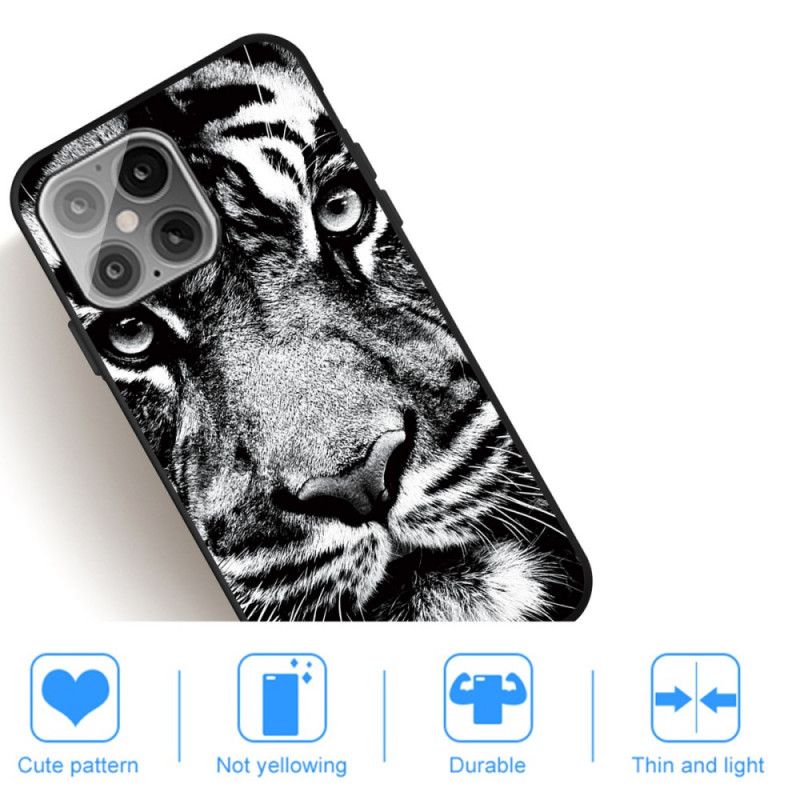 Coque iPhone 12 Mini Tigre Noir Et Blanc