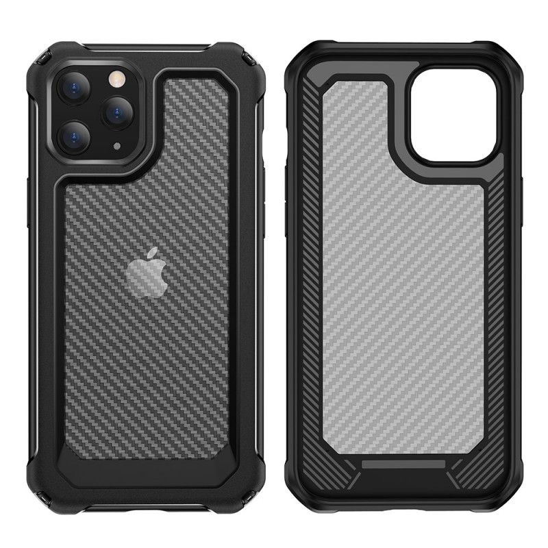 Coque iPhone 12 Mini Transparente Texture Fibre Carbone