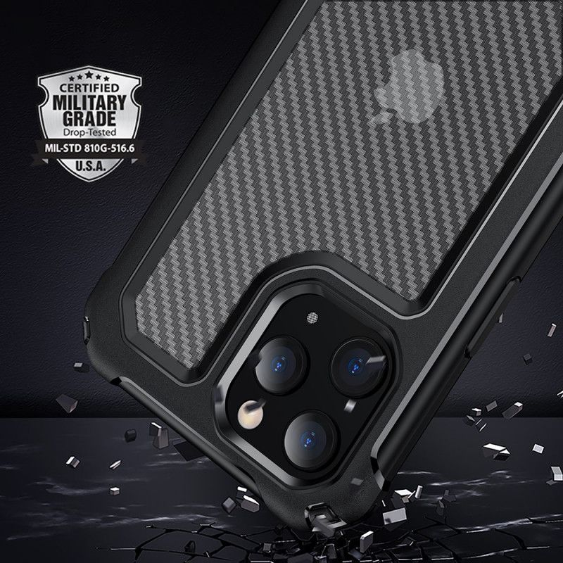 Coque iPhone 12 Mini Transparente Texture Fibre Carbone
