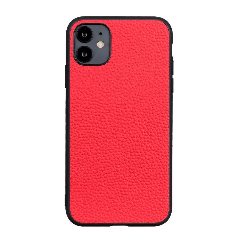 Coque iPhone 12 Mini Véritable Cuir Litchi