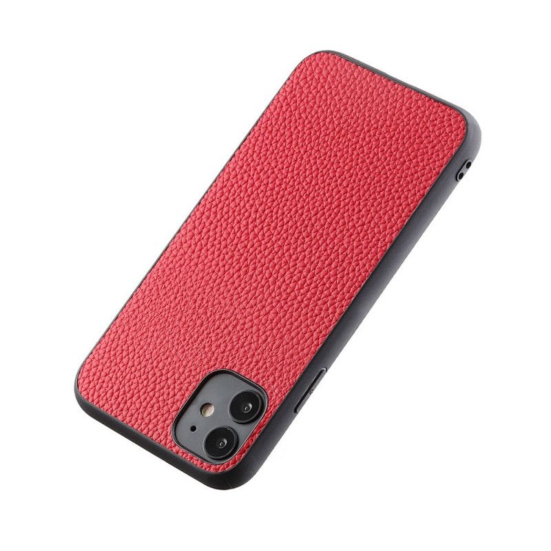 Coque iPhone 12 Mini Véritable Cuir Litchi