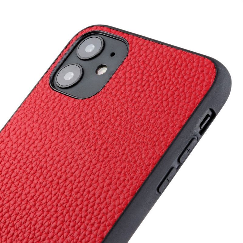 Coque iPhone 12 Mini Véritable Cuir Litchi