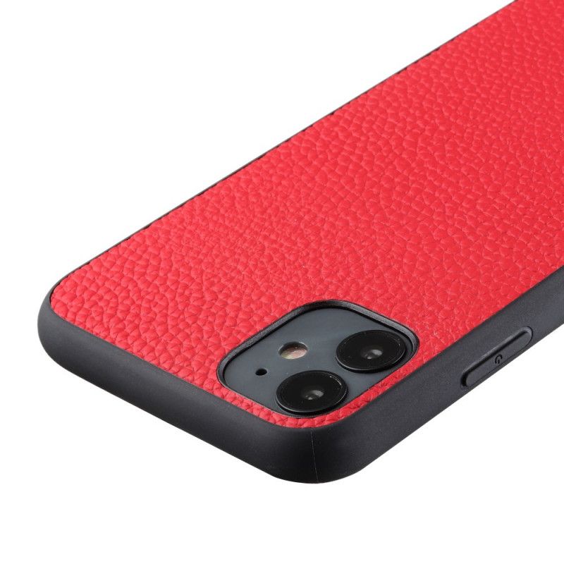 Coque iPhone 12 Mini Véritable Cuir Litchi