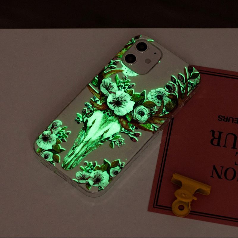 Coque iPhone 12 Mini Wapiti Fleuri Fluorescente