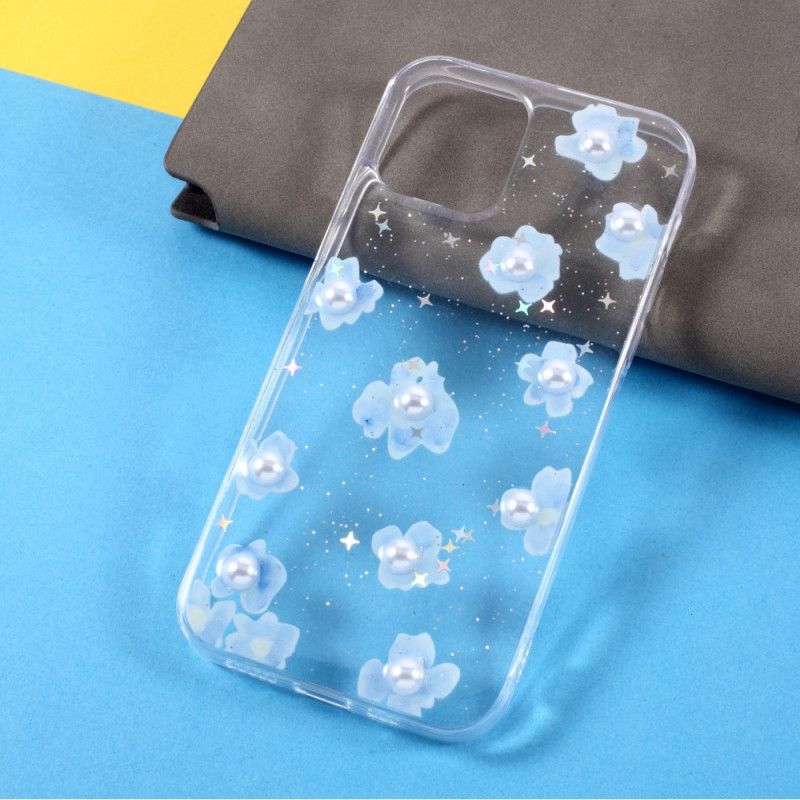 Coque iPhone 12 / 12 Pro Fleurs Et Perles