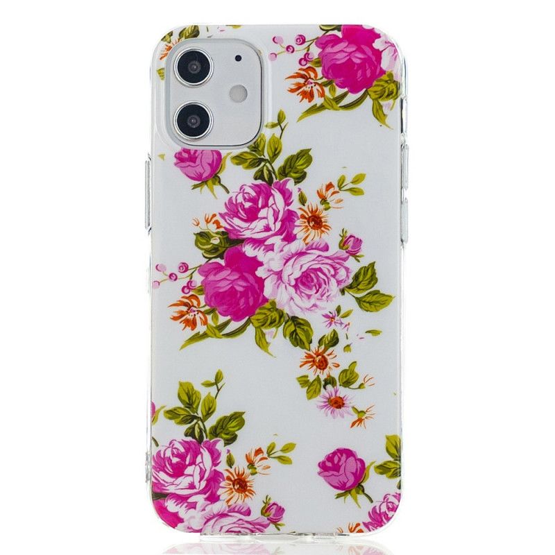 Coque iPhone 12 / 12 Pro Fleurs Liberty Fluorescente