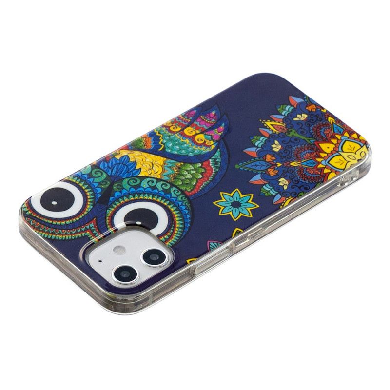 Coque iPhone 12 / 12 Pro Hibou Mandala Fluorescente