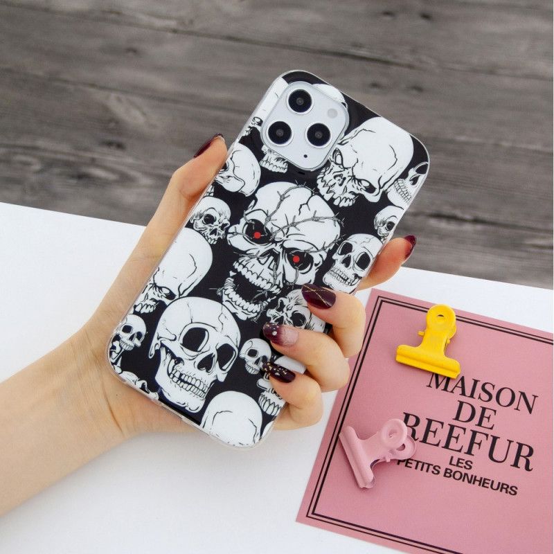 Coque iPhone 12 Pro Max Attention Têtes De Mort Fluorescente