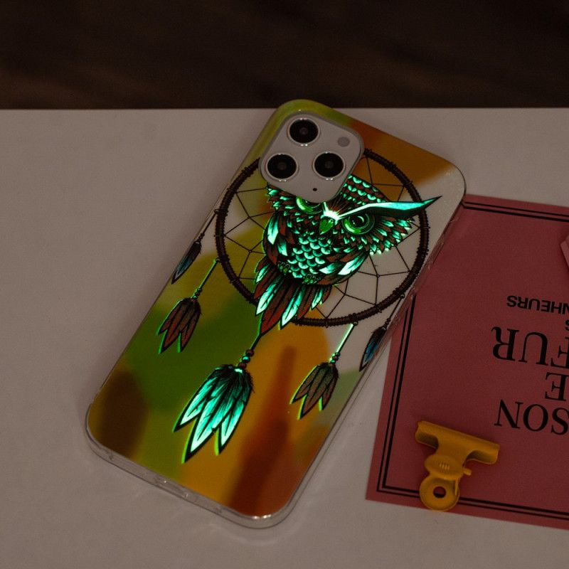 Coque iPhone 12 Pro Max Attrape Rêves Hibou Fluorescente