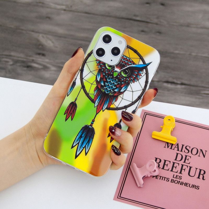 Coque iPhone 12 Pro Max Attrape Rêves Hibou Fluorescente