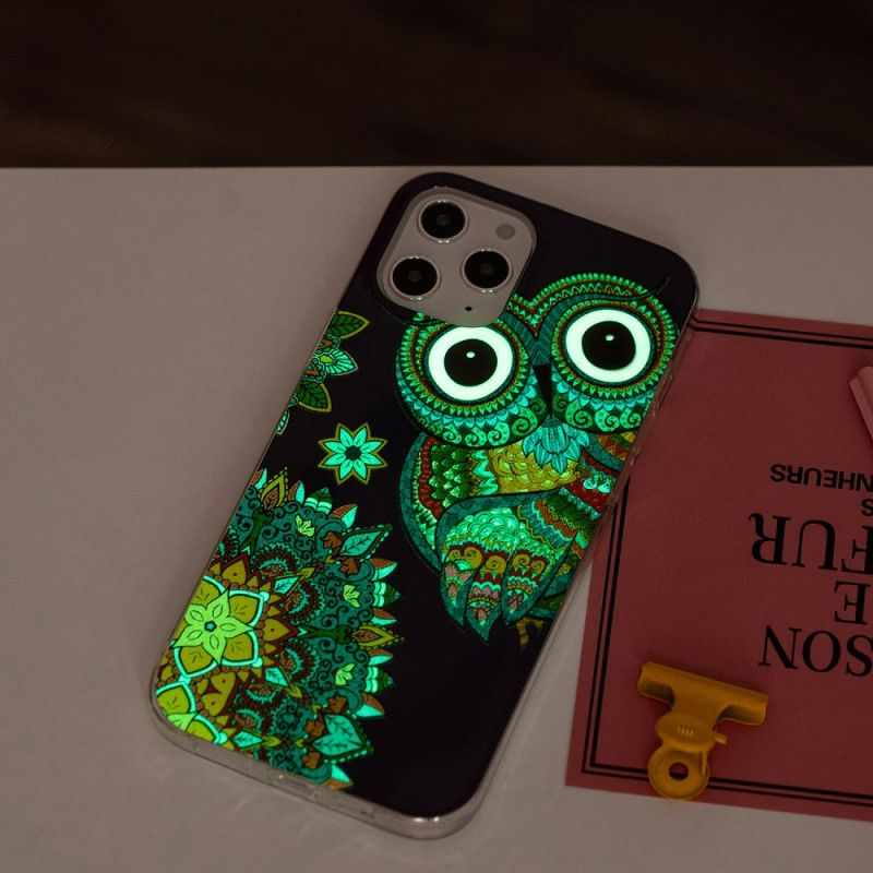 Coque iPhone 12 Pro Max Hibou Mandala Fluorescente