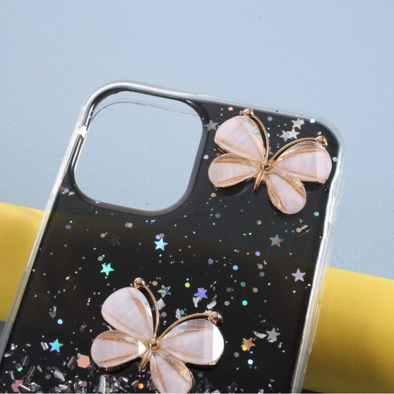 Coque iPhone 12 Pro Max Paillettes Papillons 3d