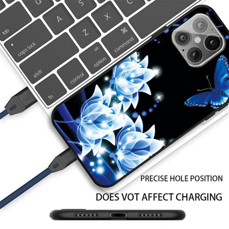 Coque iPhone 12 Pro Max Papillon Et Nénuphars Bleus