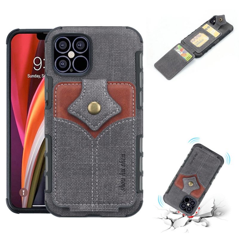 Coque iPhone 12 Pro Max Porte-cartes Rabattable Texturée