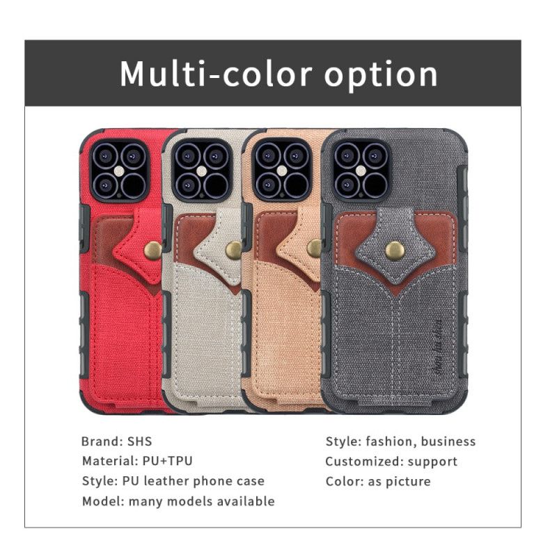 Coque iPhone 12 Pro Max Porte-cartes Rabattable Texturée