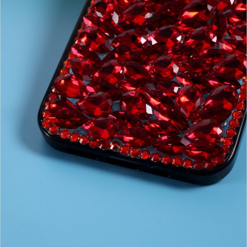 Coque iPhone 12 Pro Max Silicone Et Pierres Rouges