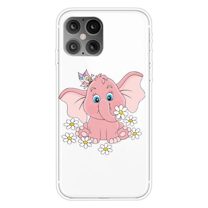 Coque iPhone 12 Pro Max Transparente Éléphant Rose