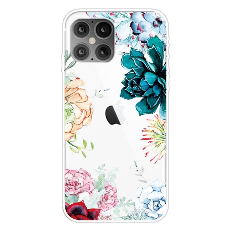 Coque iPhone 12 Pro Max Transparente Fleurs Aquarelle