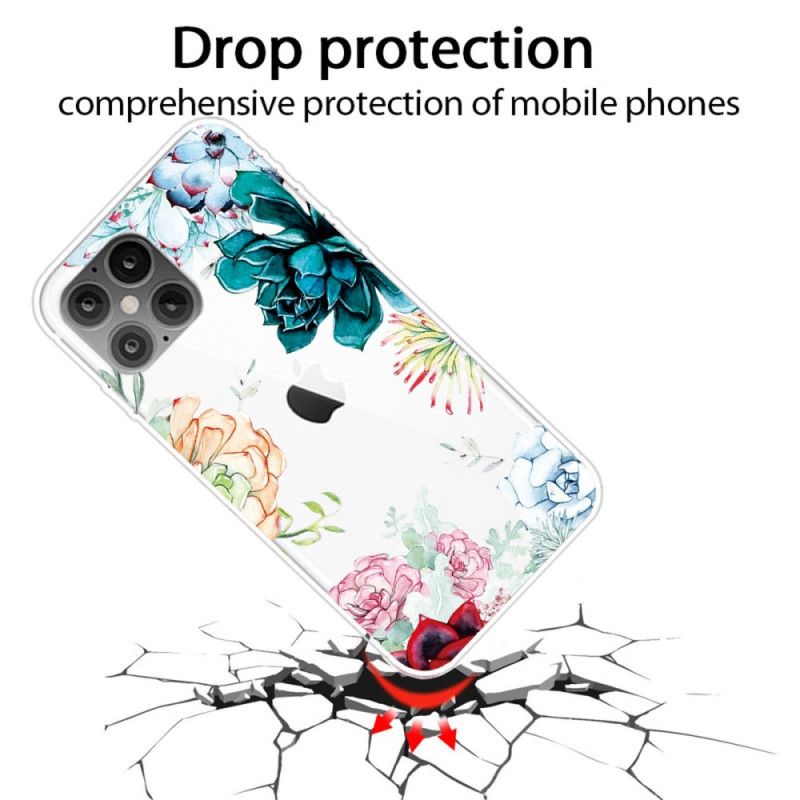 Coque iPhone 12 Pro Max Transparente Fleurs Aquarelle