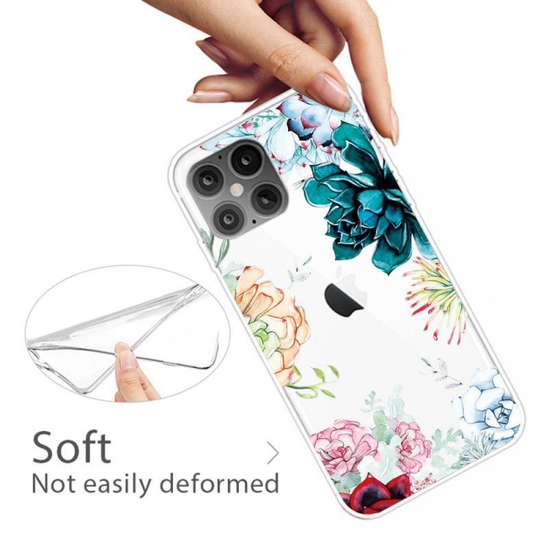 Coque iPhone 12 Pro Max Transparente Fleurs Aquarelle