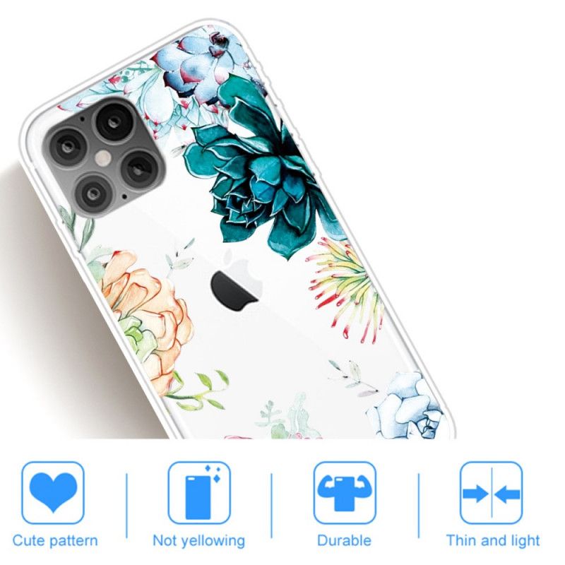 Coque iPhone 12 Pro Max Transparente Fleurs Aquarelle