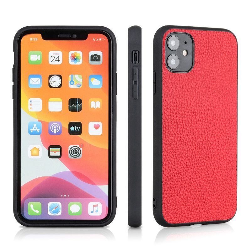 Coque iPhone 12 Pro Max Véritable Cuir Litchi