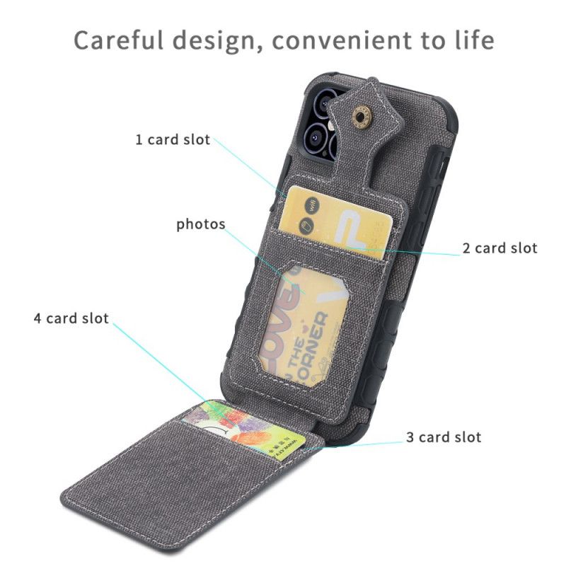 Coque iPhone 12 / 12 Pro Porte-cartes Rabattable Texturée