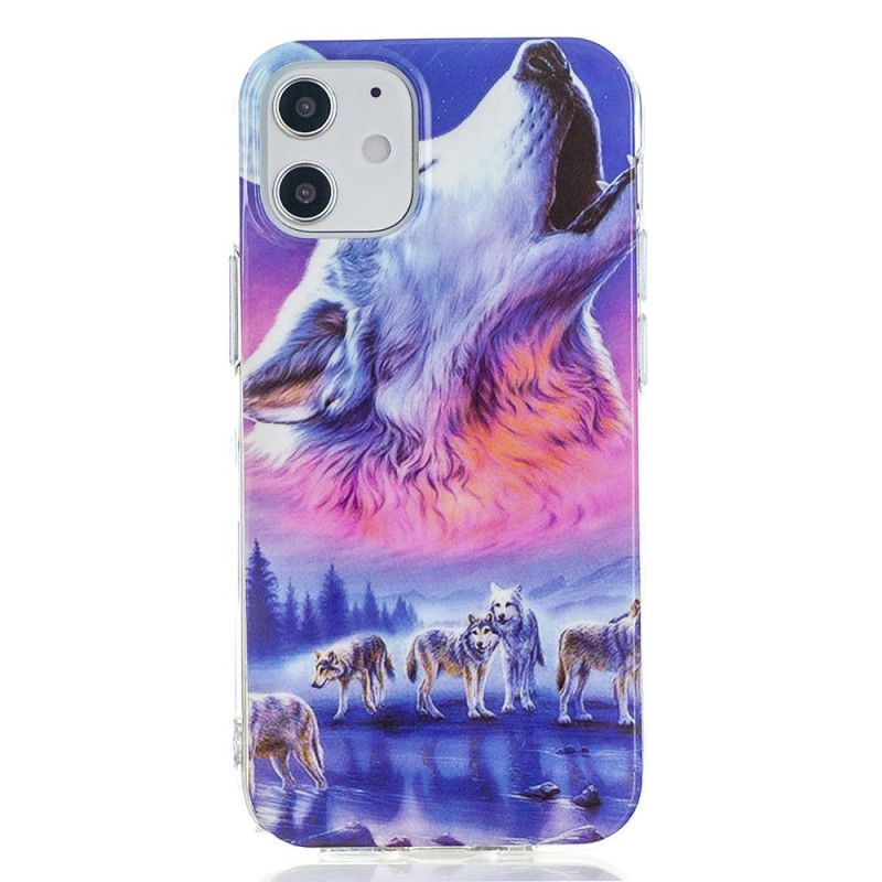 Coque iPhone 12 / 12 Pro Série Loup Fluorescente