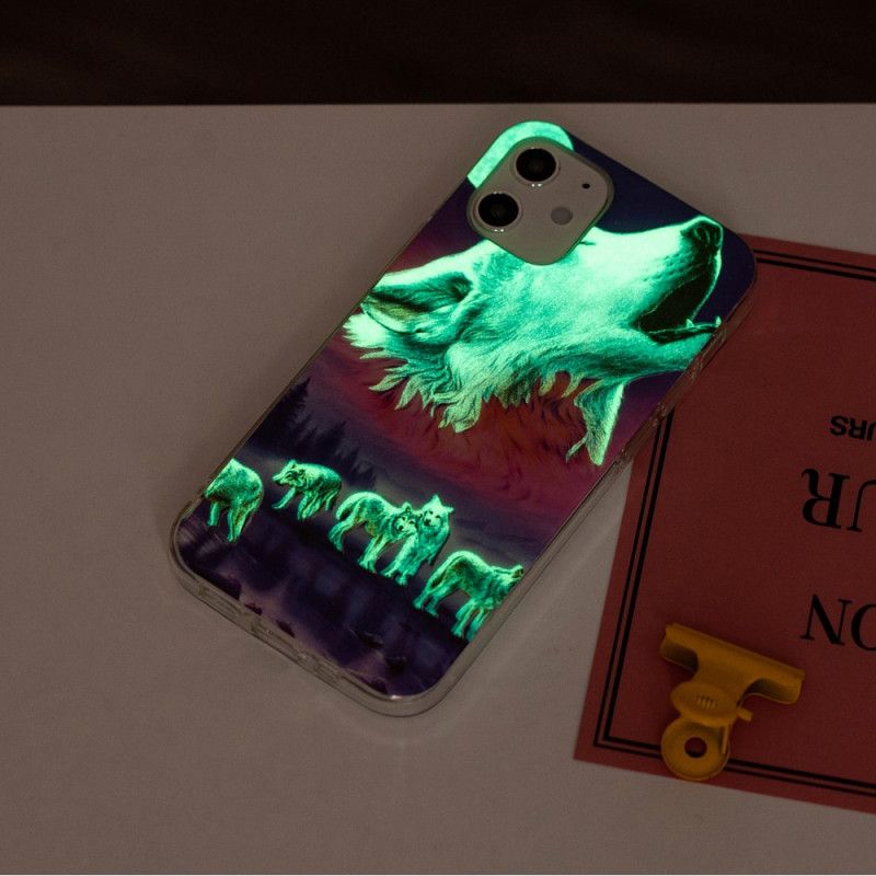 Coque iPhone 12 / 12 Pro Série Loup Fluorescente