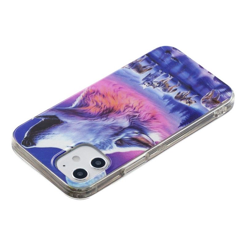 Coque iPhone 12 / 12 Pro Série Loup Fluorescente