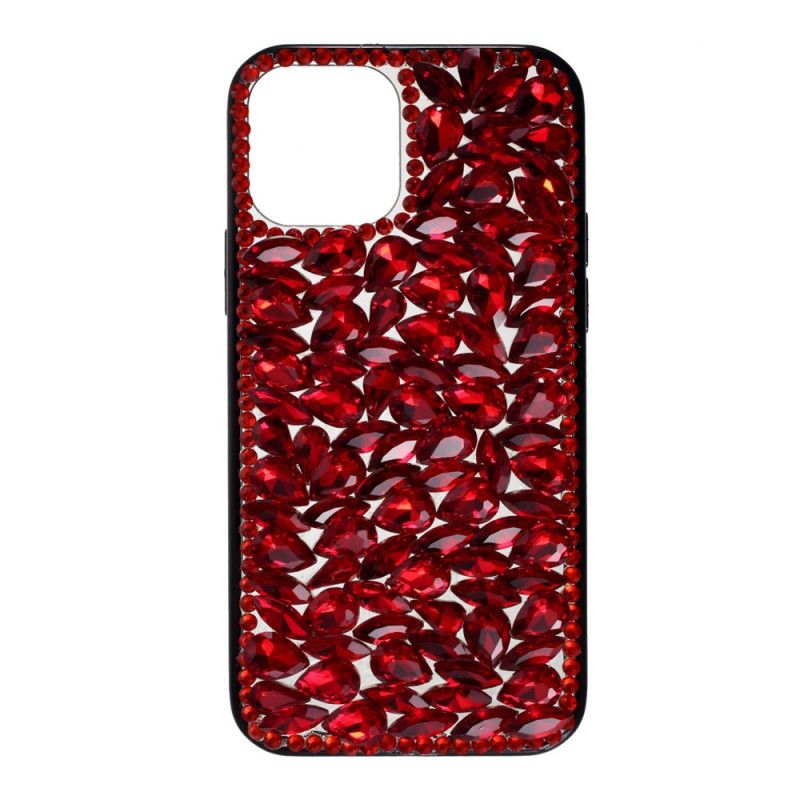 Coque iPhone 12 / 12 Pro Silicone Et Pierres Rouges