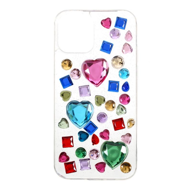 Coque iPhone 12 / 12 Pro Silicone Transparent Et Pierres Précieuses